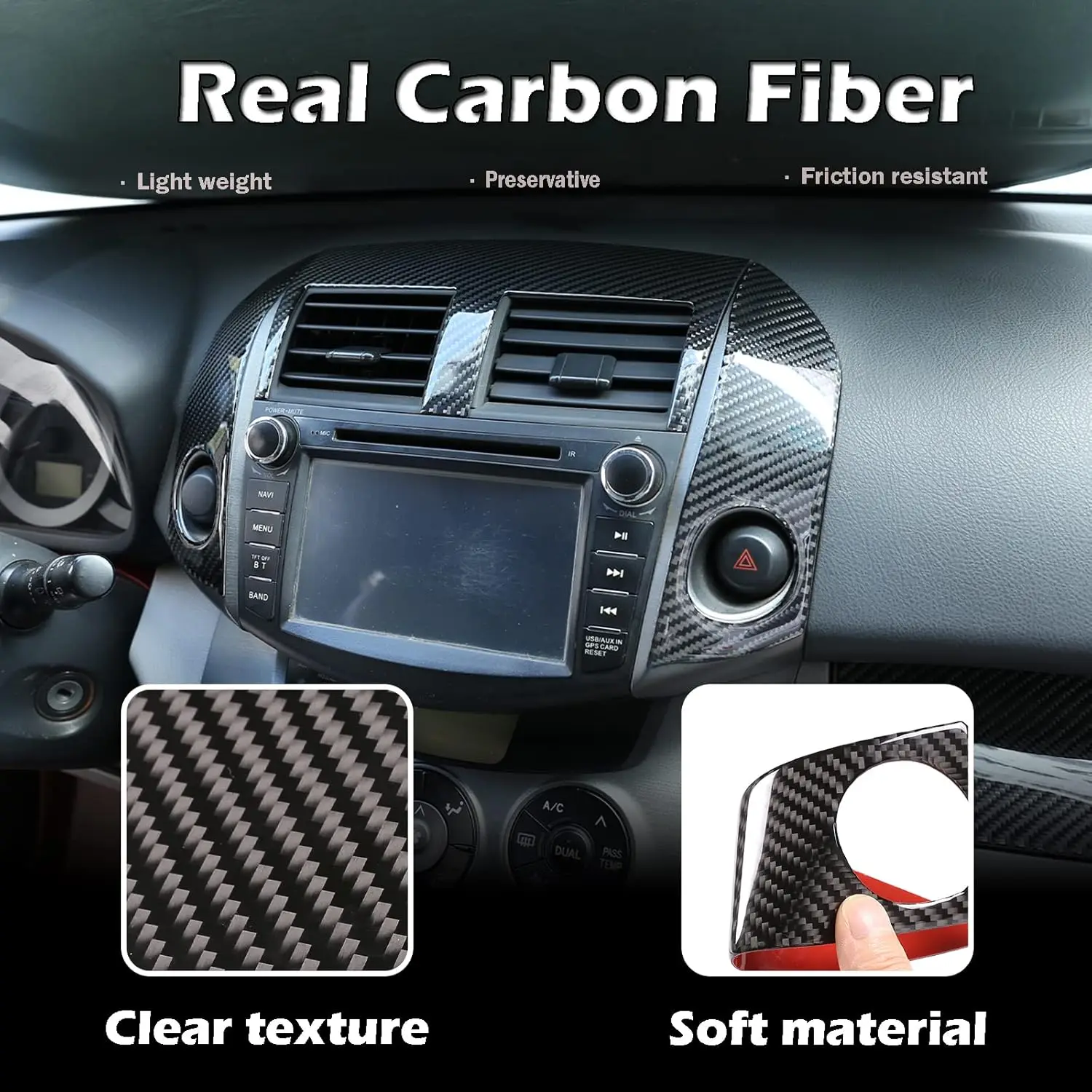 

Для Toyota RAV4 RAV-4 2006-2012 мягкое углеродное волокно автомобильная центральная консоль воздуховыпускное отверстие рамка панель отделка наклейка аксессуары