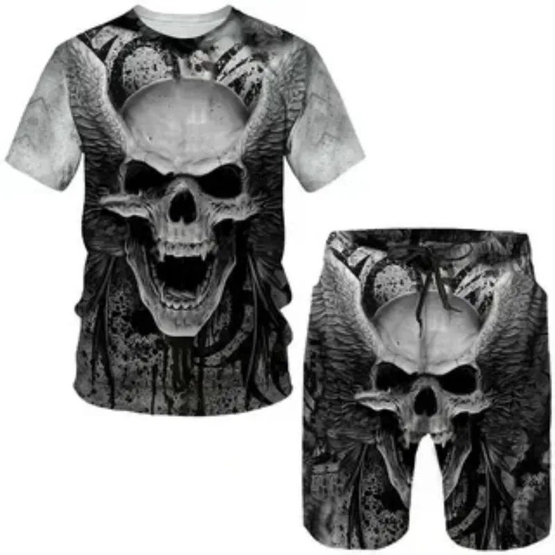 2025 Horror T-shirt Short Sleeve Shorts Extra Large Casual High Quality 3D Printed Summer Men's T-shirt Sports Set Two Piece Set