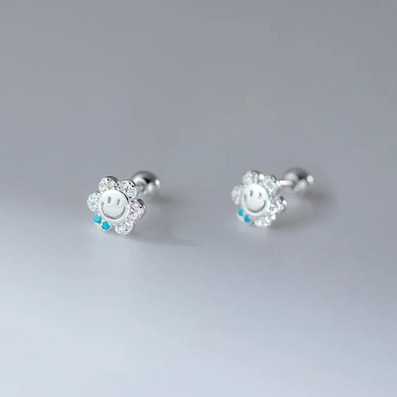 

SOFTPIG Real 925 Sterling Silver Sparkling Zircon Flower Stud Earrings for Women Cute Fine Jewelry Advanced Accessories