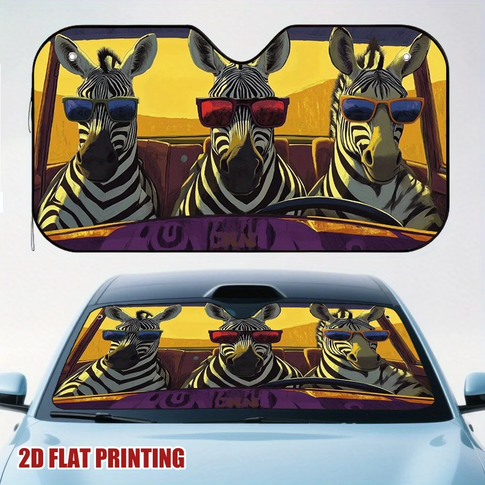 1pc a Stylish Zebra-Patterned Sunshade for Your Car, Perfect for Use While Parked to Maintain a Cool Interior