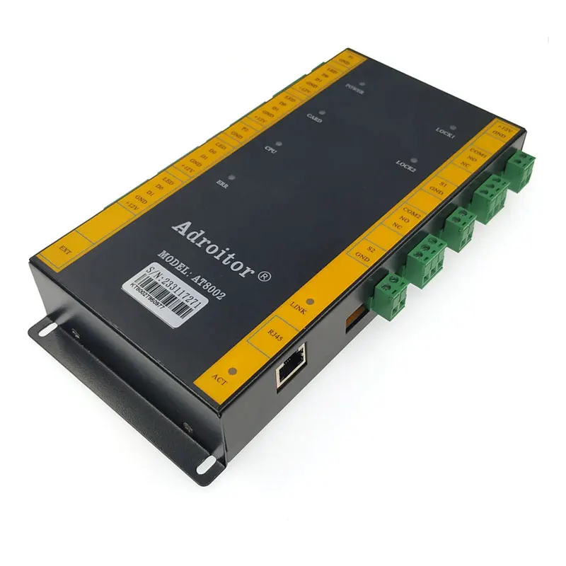 Access Control System TCP/IP Two Door Control With Metal Shell  Support Wg26/34 Reader Attendance /Access/Alarm/Finger/Web/Phone