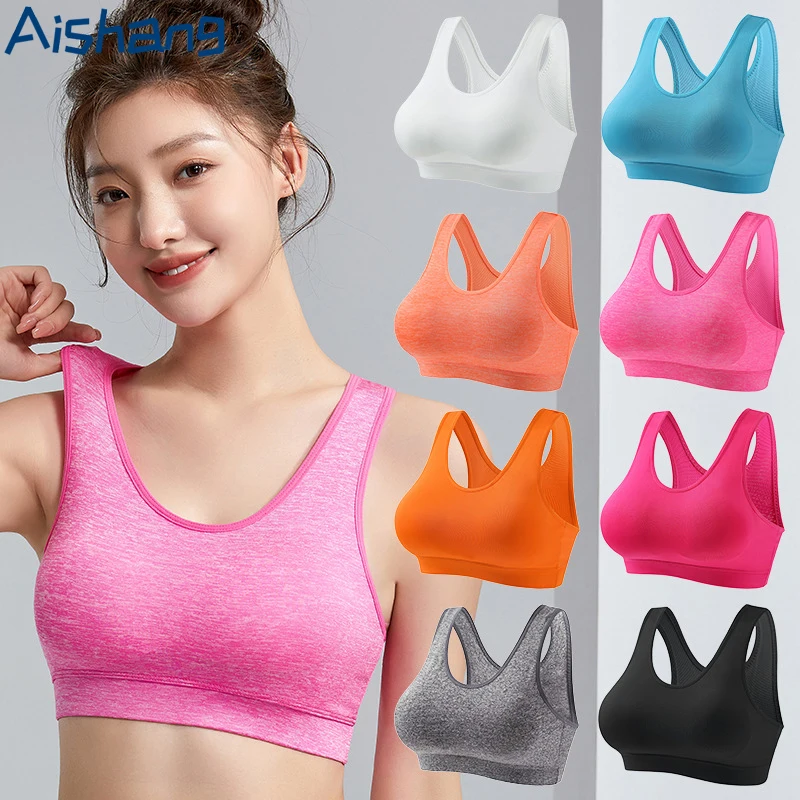 Sports Bras For Women Seamless Bra With Pads Push Up Brassiere Vest Shockproof Yoga Bralette Lady Wireless Underwear Fitness BH