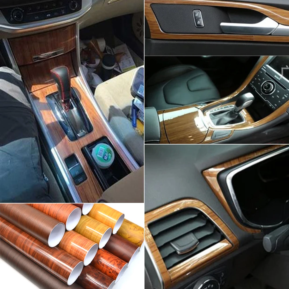 

30x100cm Wood Grain Car Sticker High Glossy Self-adhesive Car Protection Sticker Wrap Furniture Table Decors Car Sticker