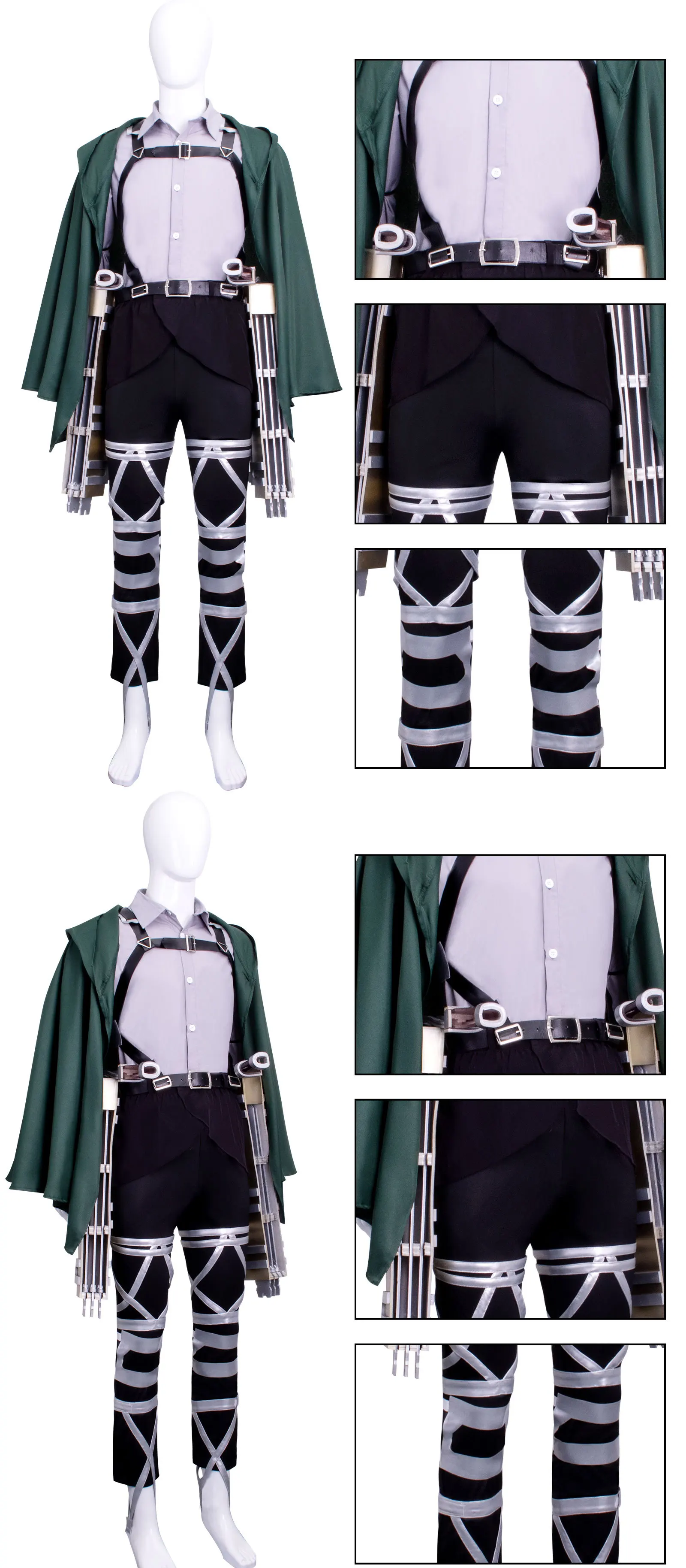 Attack on Titan Final Season 4 Survey Corps Wings of Freedom Uniform Cosplay Jumpsuit Bodysuit Anime Costume for Halloween Party