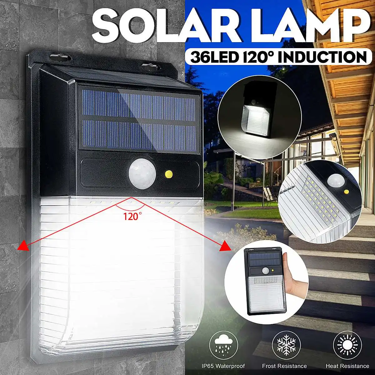 36LED Dual Panel Solar Motion Sensor Energy-Saving Night Lamp Outdoor Yard Garden