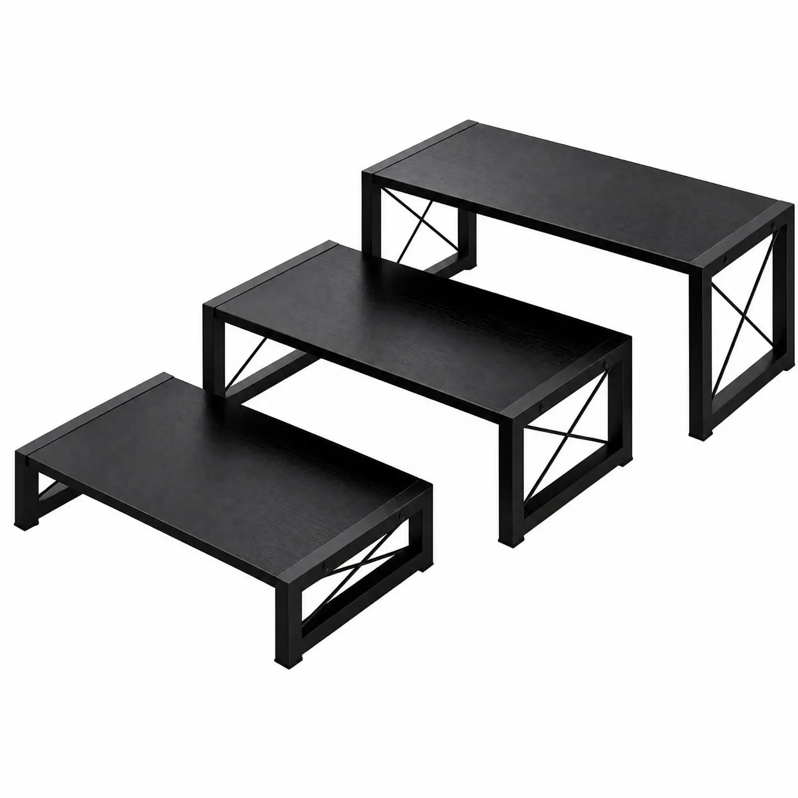 Metal Frame Cupcake Display Stand with Particle Board Shelves for Kitchen Storage Organizer Rack
