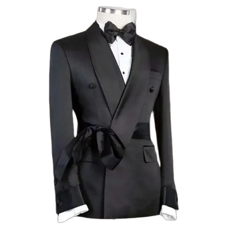 Black Solid Men Suits Blazer Formal Banquet Prom Party Wedding Costume Coat Fashion Classic Shawl Lapel Jacket Slim 1 Piece