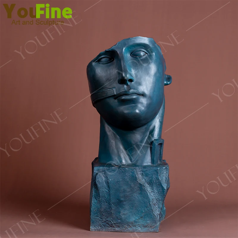 58cm Bronze Bust Statue Abstract Modern Art Bronze Face Sculpture For Home Decor Large Bronze Casting Ornament Crafts Gift