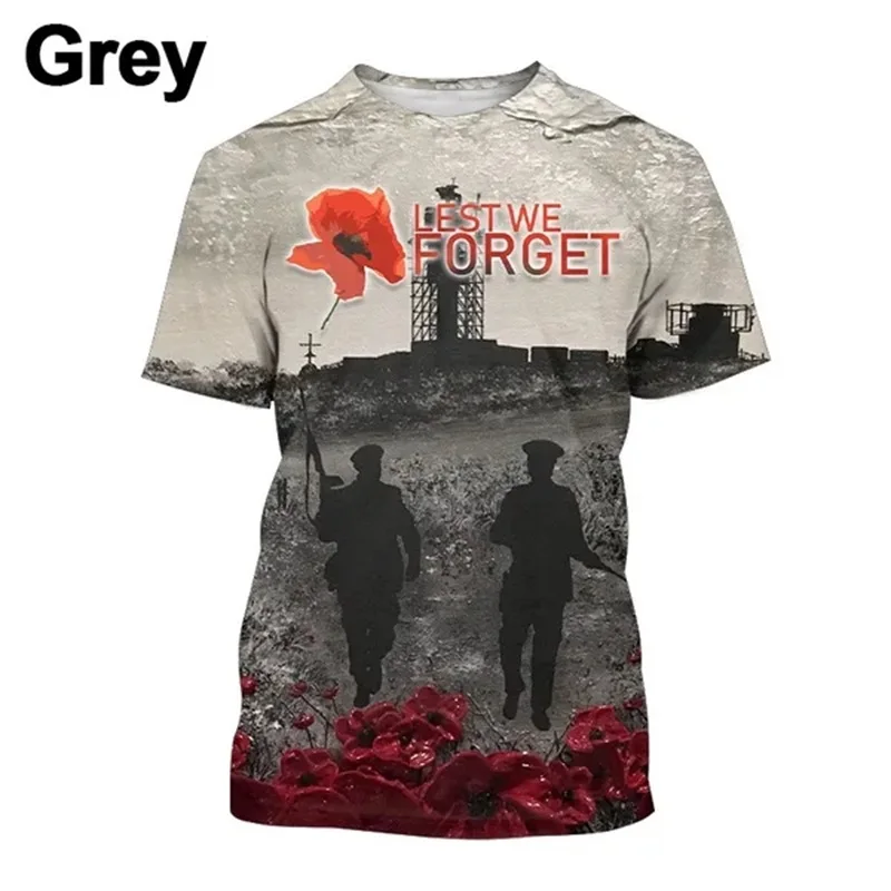 Lest We Forget Graphic T Shirts 3D Printed Casual T-shirt Tops Unisex Short-sleeved Streetwear Tees Men's Oversized T Shirt