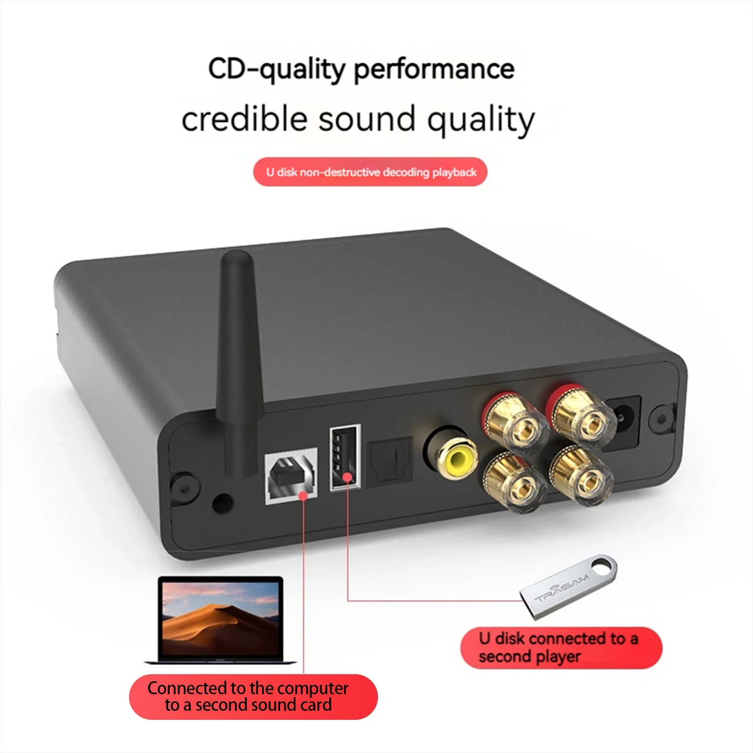 HiFiMuse B5 Audiophile U disk Class D digital amplifier home bluetooth high power amplifier