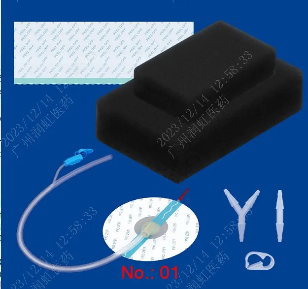 Negative pressure wound therapy dressing kit 15*10cm including black foam tubes with the pad transparent film I/Y connector