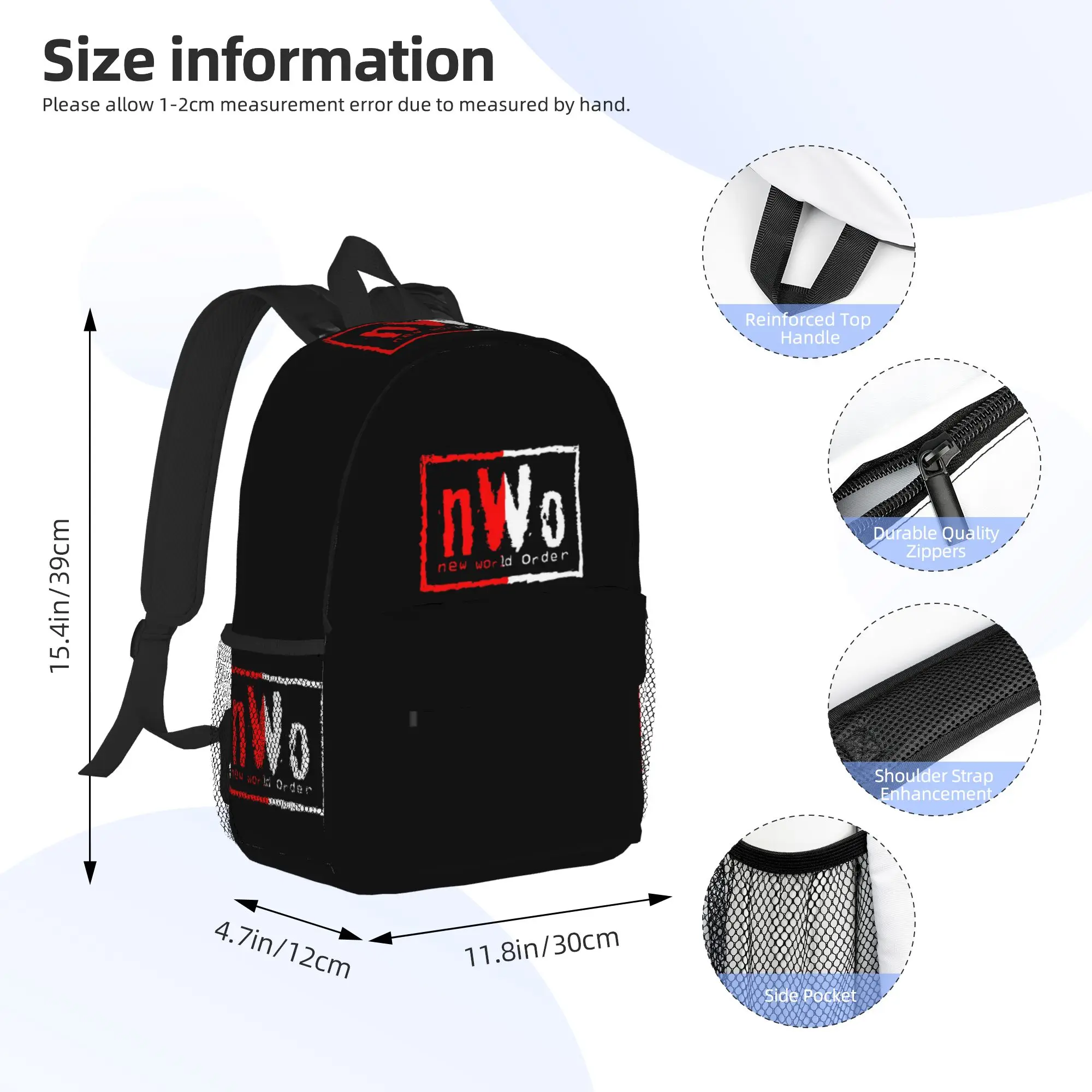 NWO New World Order Wrestling Backpack Hot Sale Daypack Large Capacity Boys Girls BookBag Shoulder Bags for Men Women School Bag