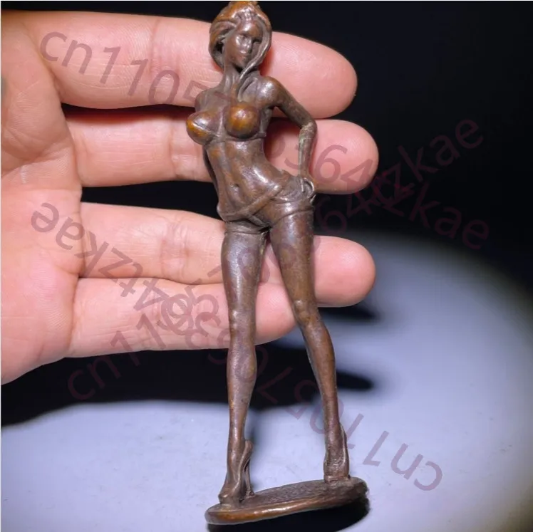 

4-дюймовая китайская ретро-статуэтка из медного сплава: красивая женская фигура, сексуальная модель, украшение