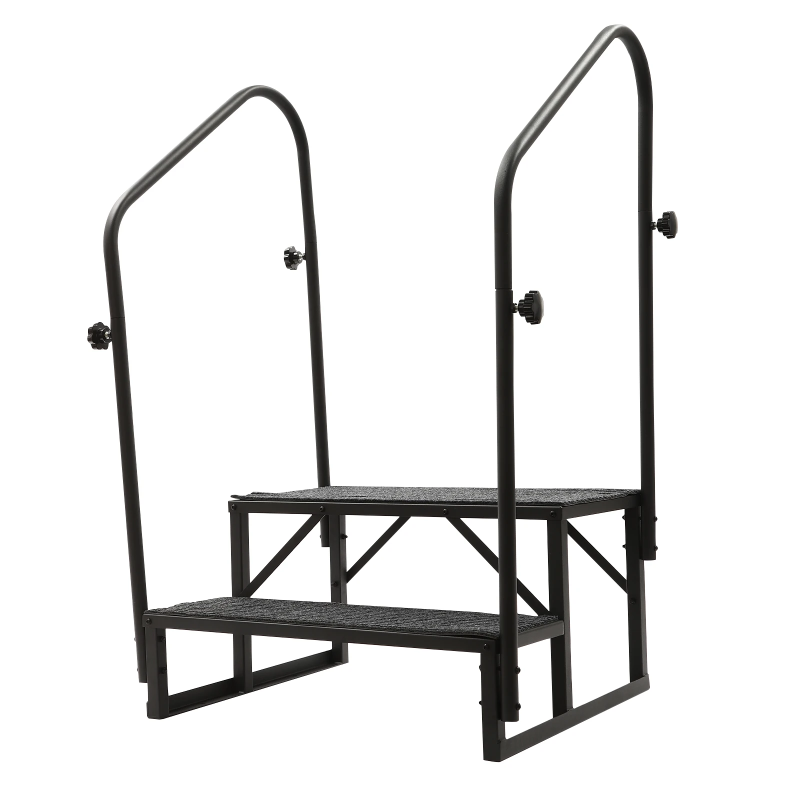 2-step/3-step Stairs Steps with Handrail, Steel Step Ladder Porch Steps Sturdy Trailer Camper RV Steps