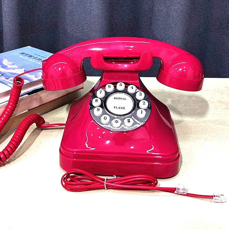 Vintage Landline Phone Retro Landline Corded Telephone Push Button Dialing Desk Telephone for Home Office Decoration -telefone