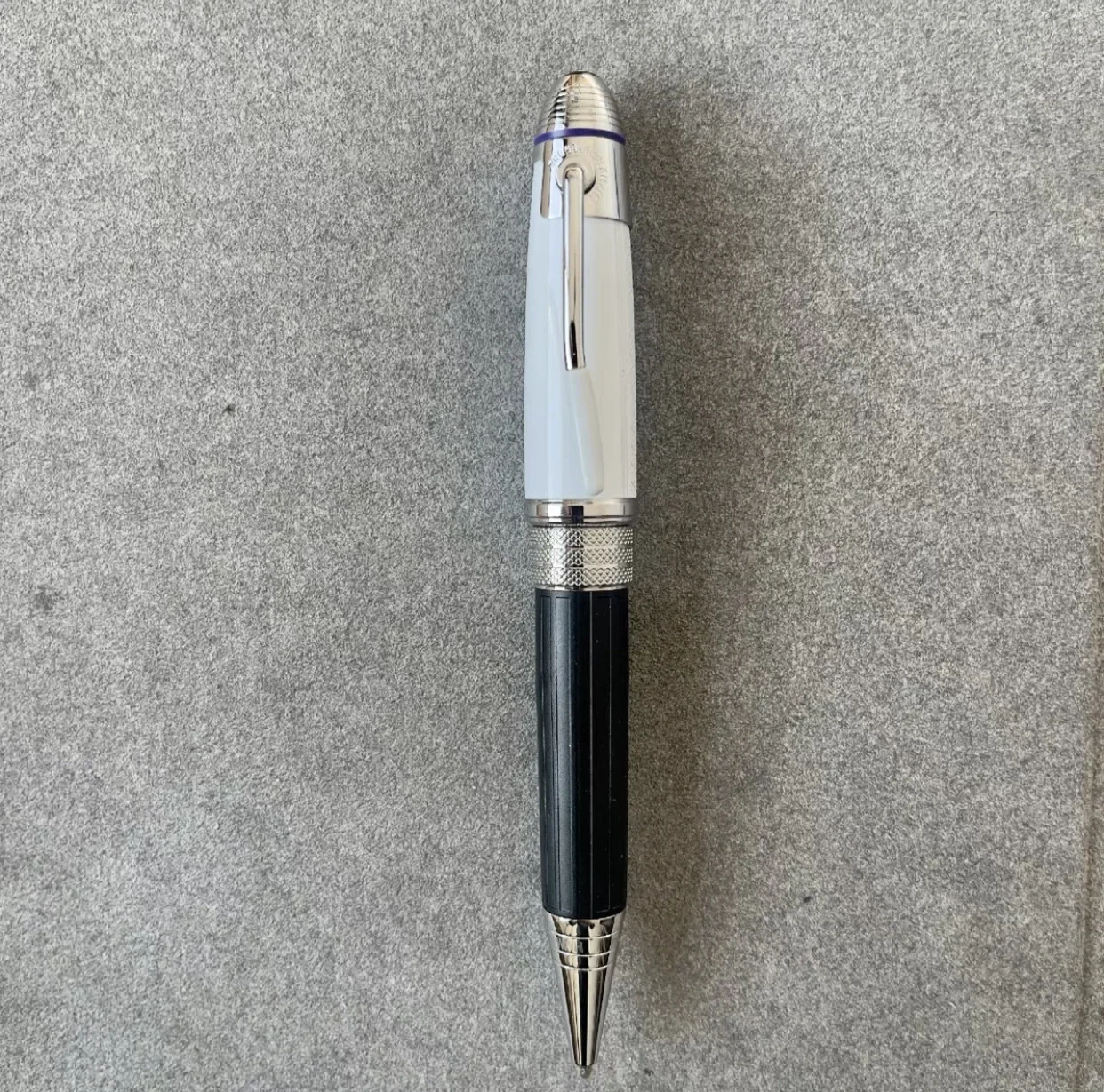 Edición limitada MB gran característica Jimi Hen · drix Rollerball pluma estilográfica barril negro tapa blanca grabado fino Clip de platino