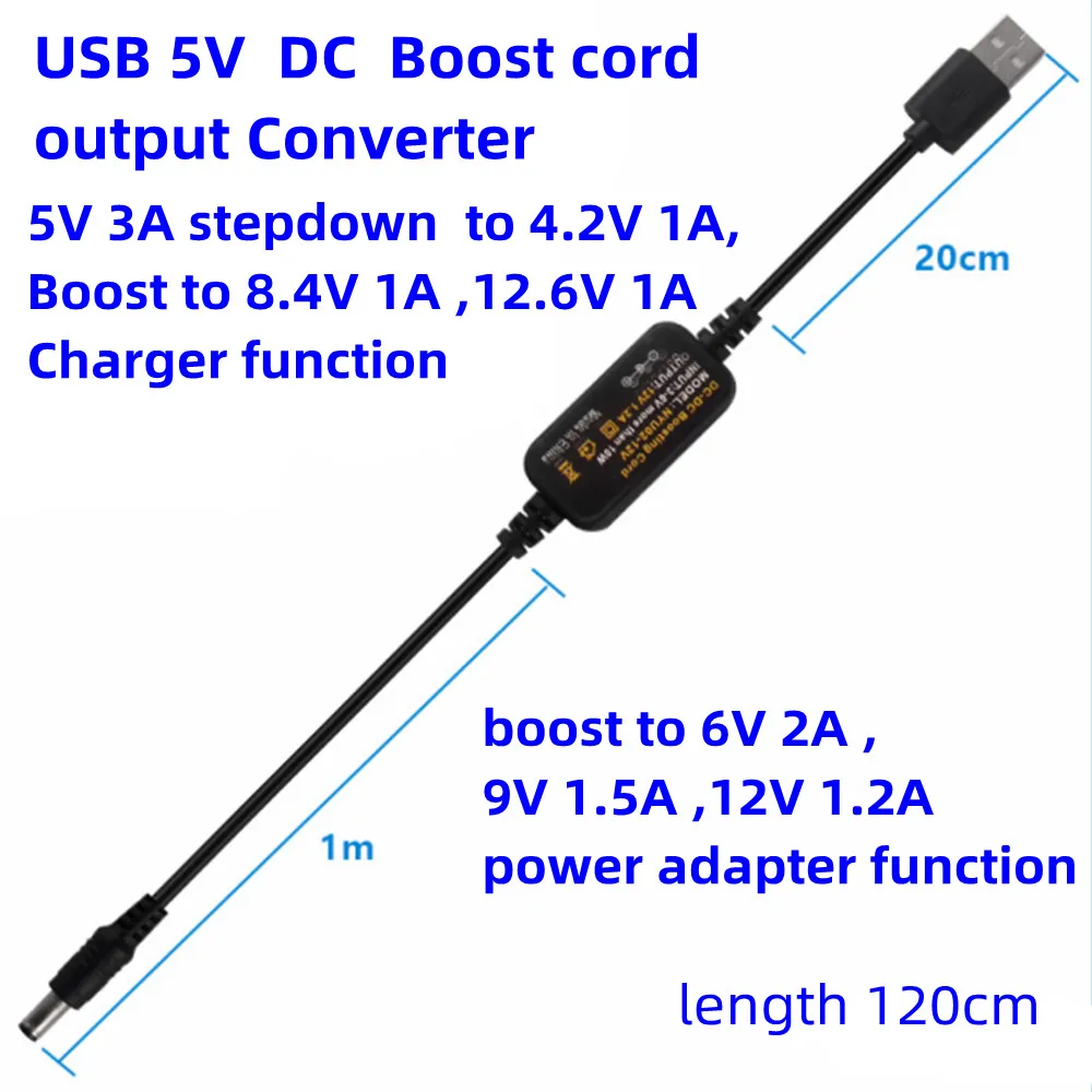 USB Boost Cord DC 15W 5V To 4.2V 8.4V 12.6V 1A Charger 6V 2A,9V 0.5 1.5 A,12V 0.5 1.2A Adapter Power Supply Cable Wire Converter