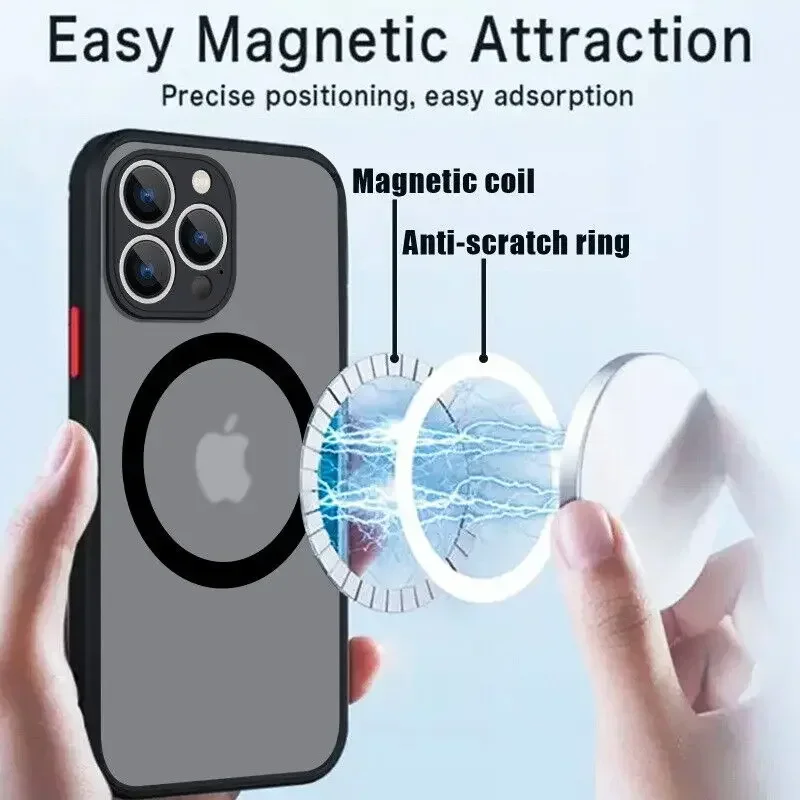 Luxury Magnetic Wireless Charge For Magsafe Case For iPhone 16 15 14 13 12 11 Pro Max X XR XS 7 8 Plus TPU Soft Shockproof Cover