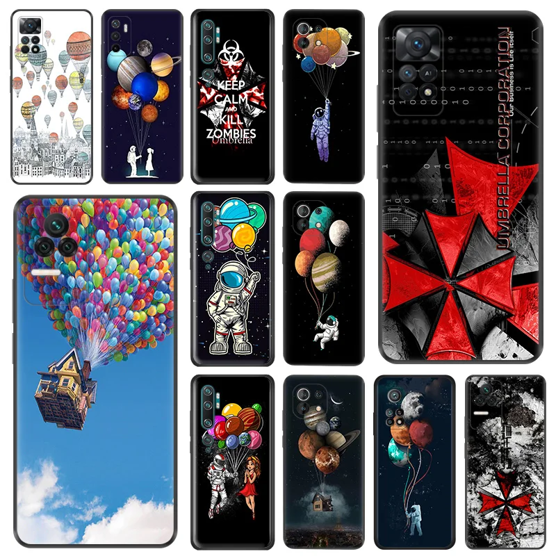 Phone Case For Redmi 10C 10A Note 11 Pro 10 10s 11s Colourful Balloon Xiaomi 10t 11t Lite Black Soft Protective Cover