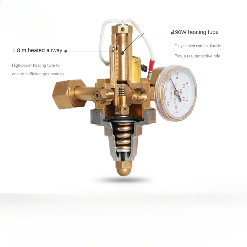 Secondary Decompressor Heating Carbon Dioxide Meter WX-5891 CO2 Body Decompressor Gas Meter Pressure Meter G5/8 Two-stage