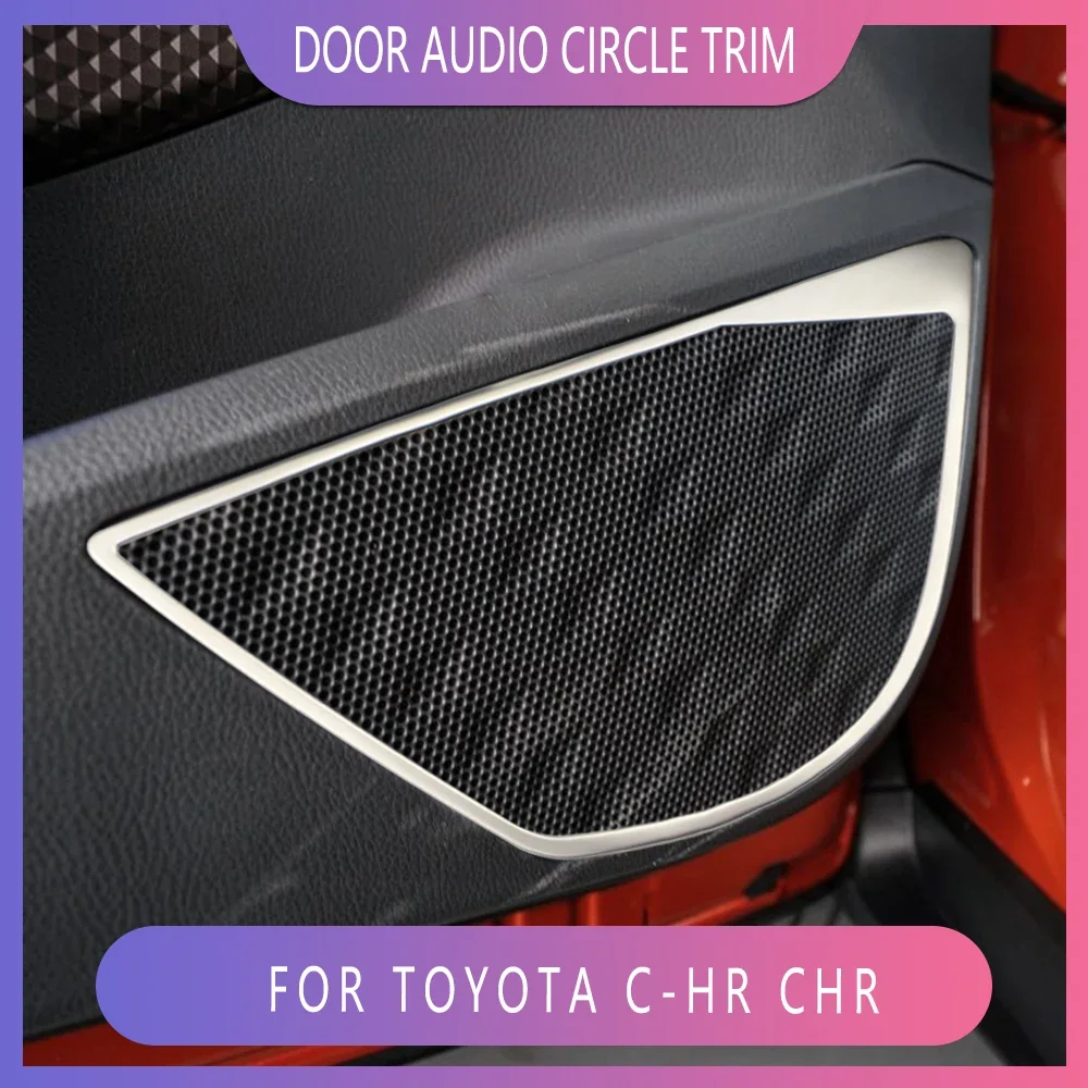 Car Inner Door Audio Circle Trim for Toyota C-HR CHR 2016-2022 Stainless Steel Speaker Loudspeaker Frame Cover