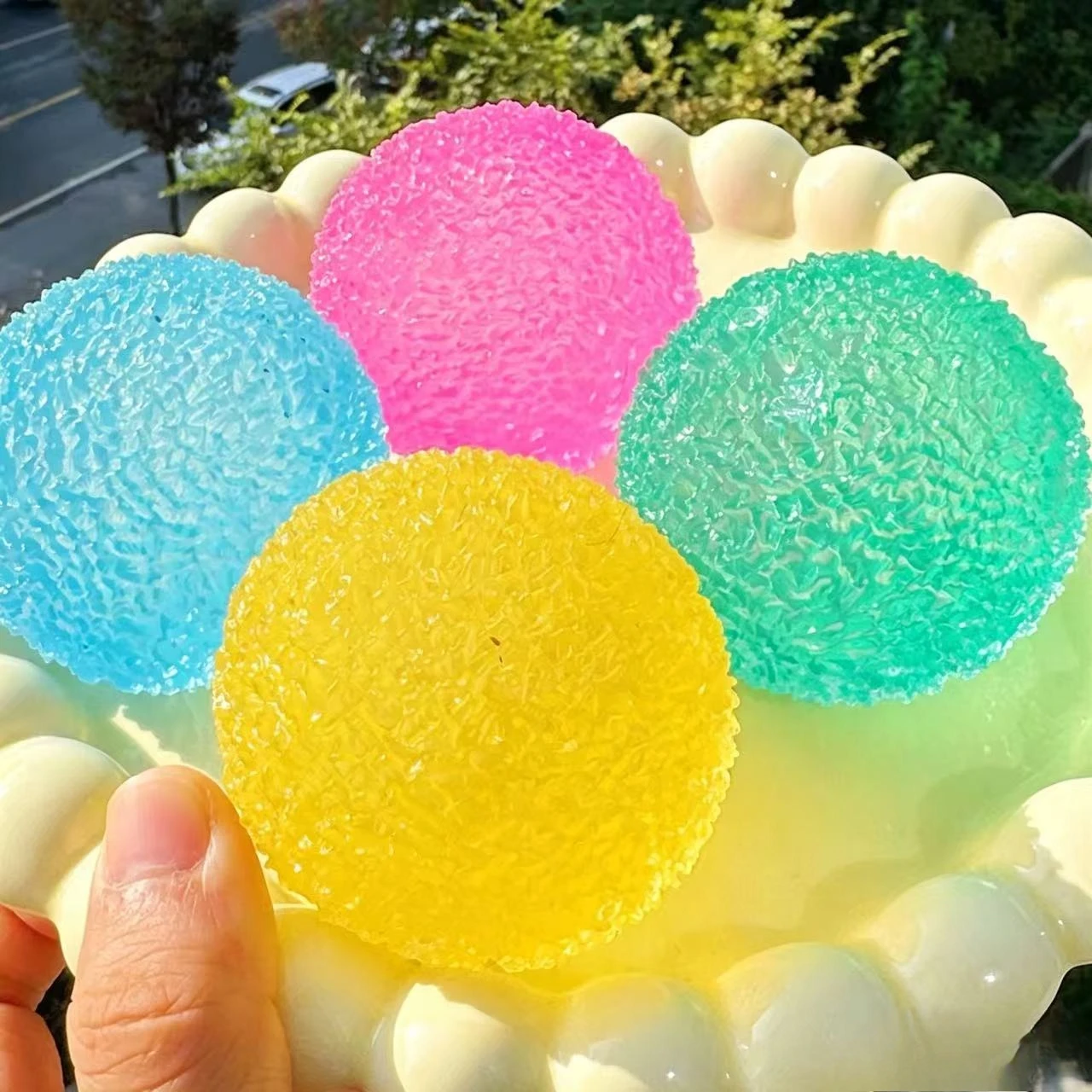 Ice Ball Maltose Squishy Toys Blue Mochi Sensory Fidgets Toy Simulated Transparent Anti Stress Slow-rebound Decompression Toy