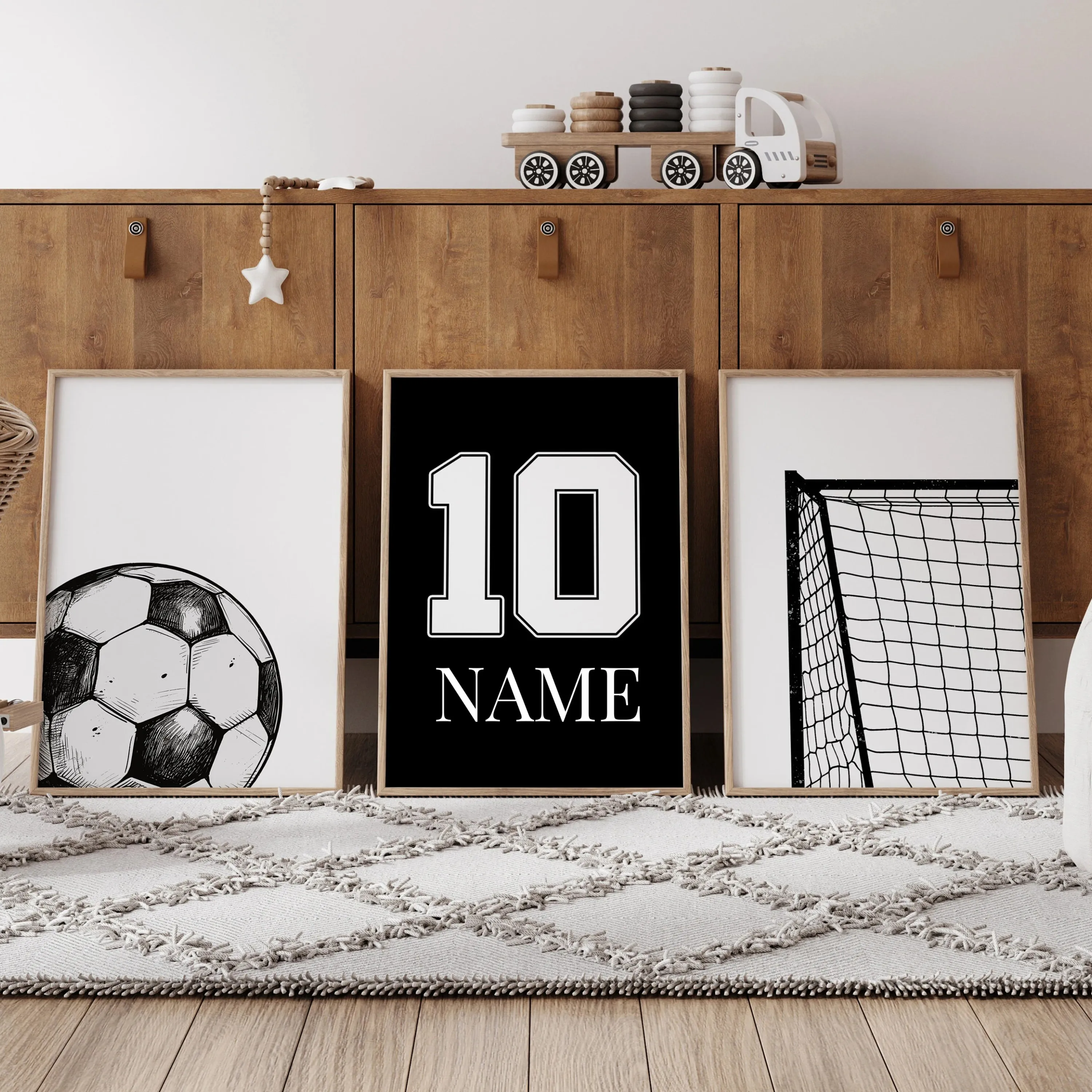 3-teiliges individuelles Fußball-Torwart- und Trikot-Druck, personalisierter Name und Nummer, Leinwand-Kunst-Poster-Set, Räume, Flure, Heimdekoration