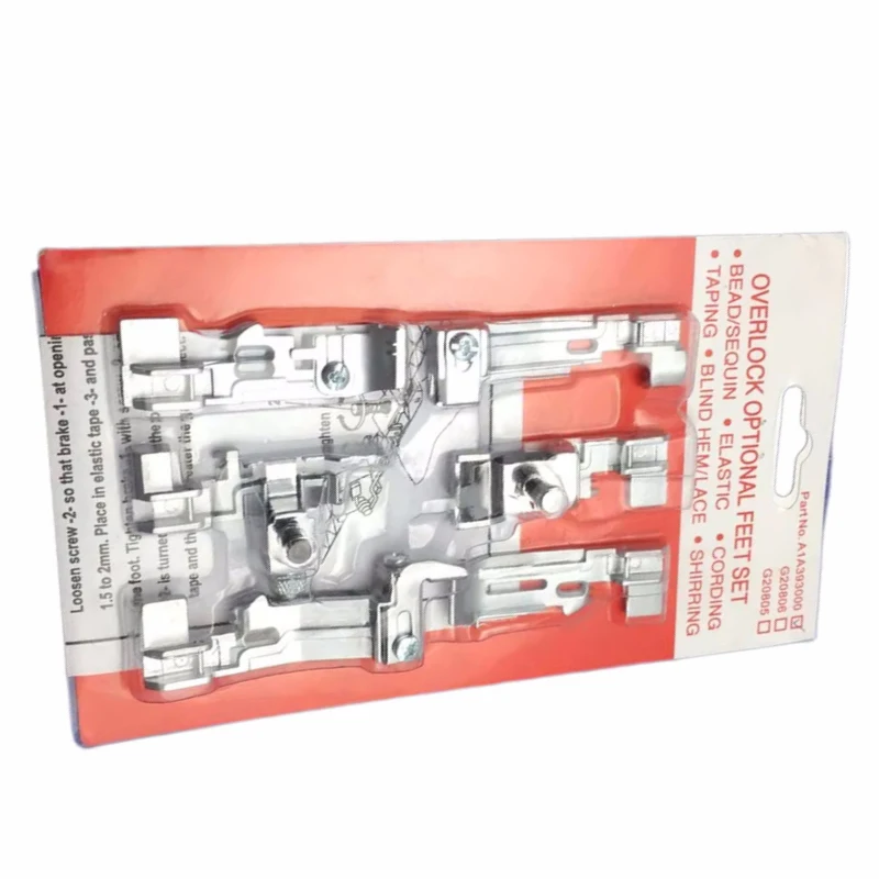 1Set 6 pezzi piedino premistoffa Kit piedini Overlock opzionale per Juki Lock MO-50E MO-51E Singer QuantumLock 14 t948, 14 t957, 14 t968 7 yj33