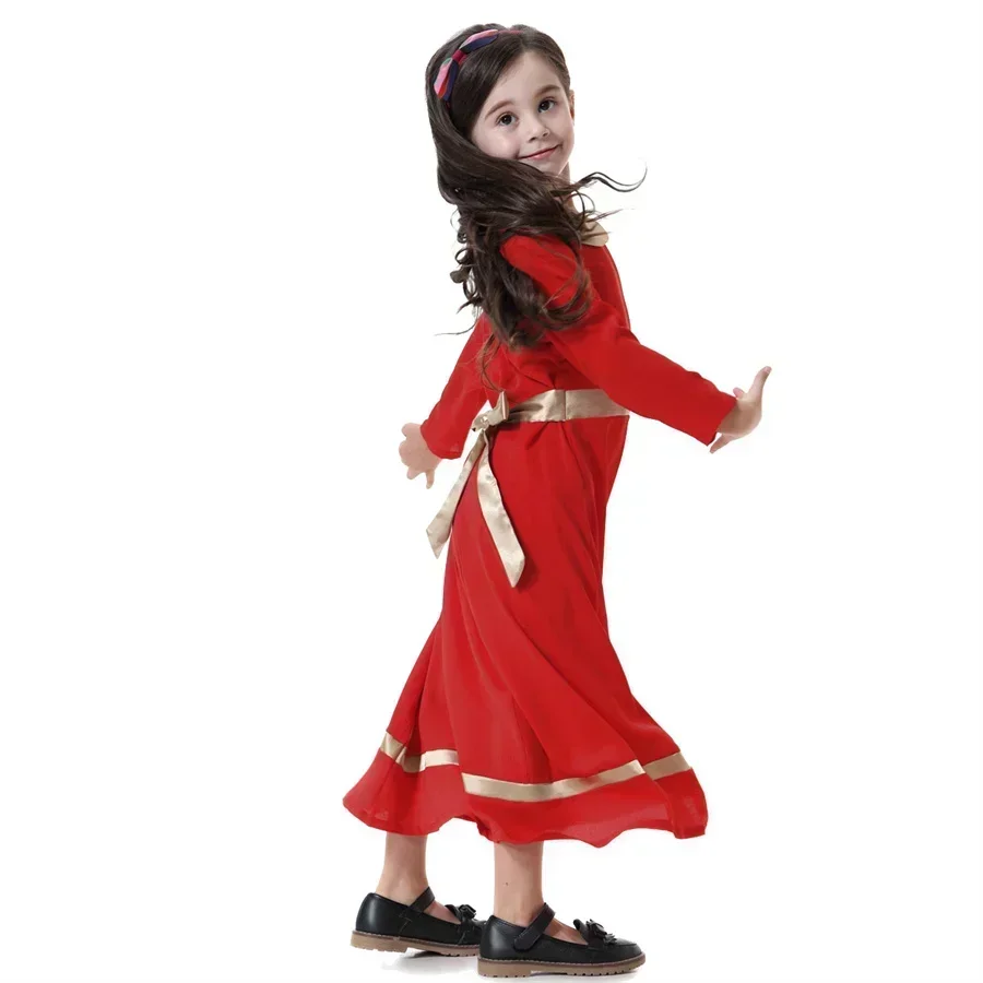 Ragazze Musulmane Abaya Bambini Manica Lunga Maxi Abito Turchia Arabo Caftano Islamico Festa Vacanza Abito Abito Preghiera Caftano Bambino Clorhing