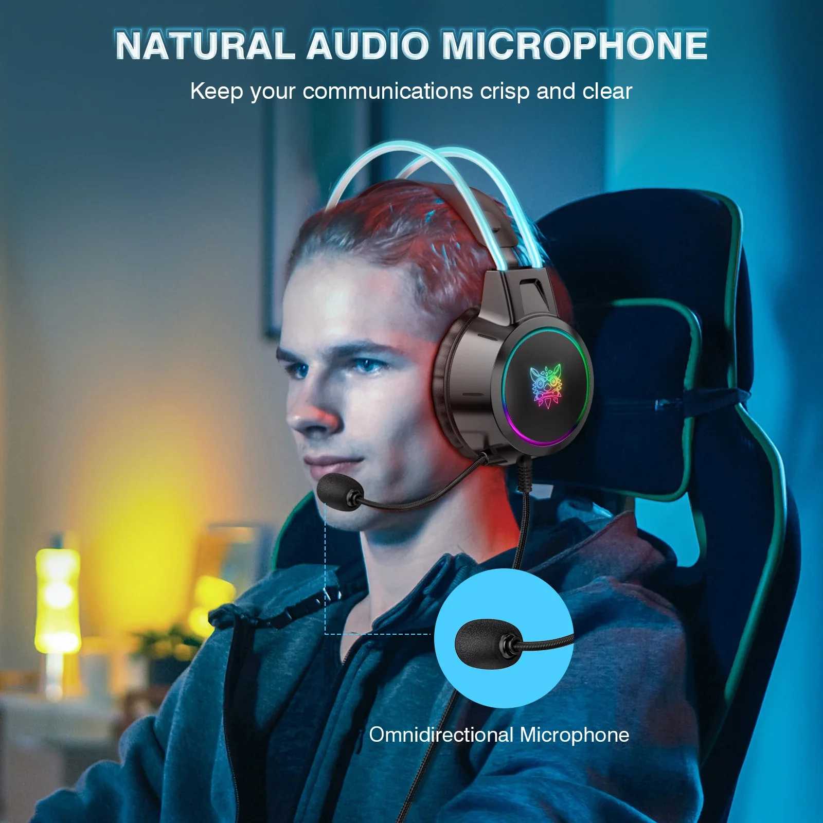 ONIKUMA X15PRO Gaming Headset 50mm Drivers Wired RGB Lighting Noise Cancelling Microphone Stereo Sound For PC PS4 Xbox Switch