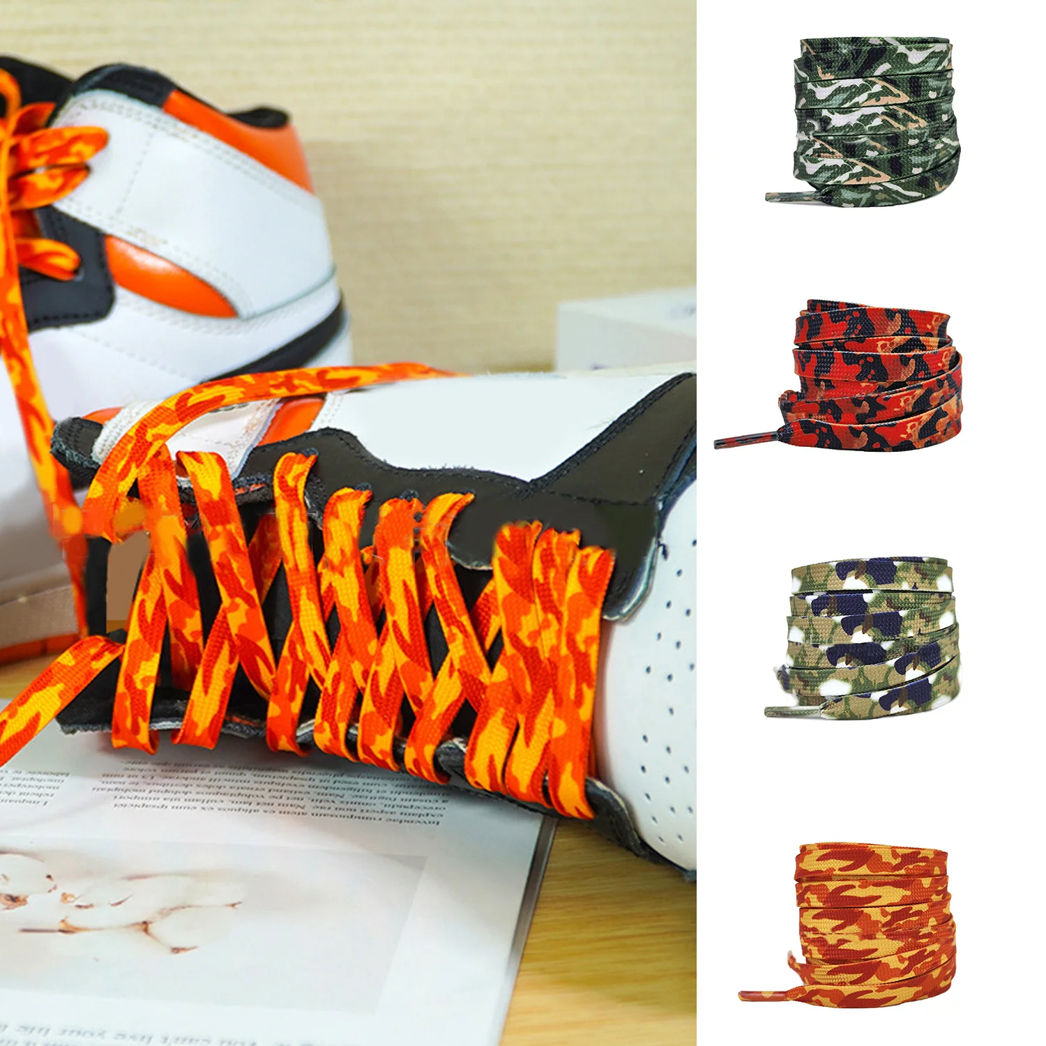 

1 Pair Flat Candy Color Gradient Print Shoe Laces Camouflage Shoelace Strings Length 120Cm Shoes Women Men Shoes Accessories