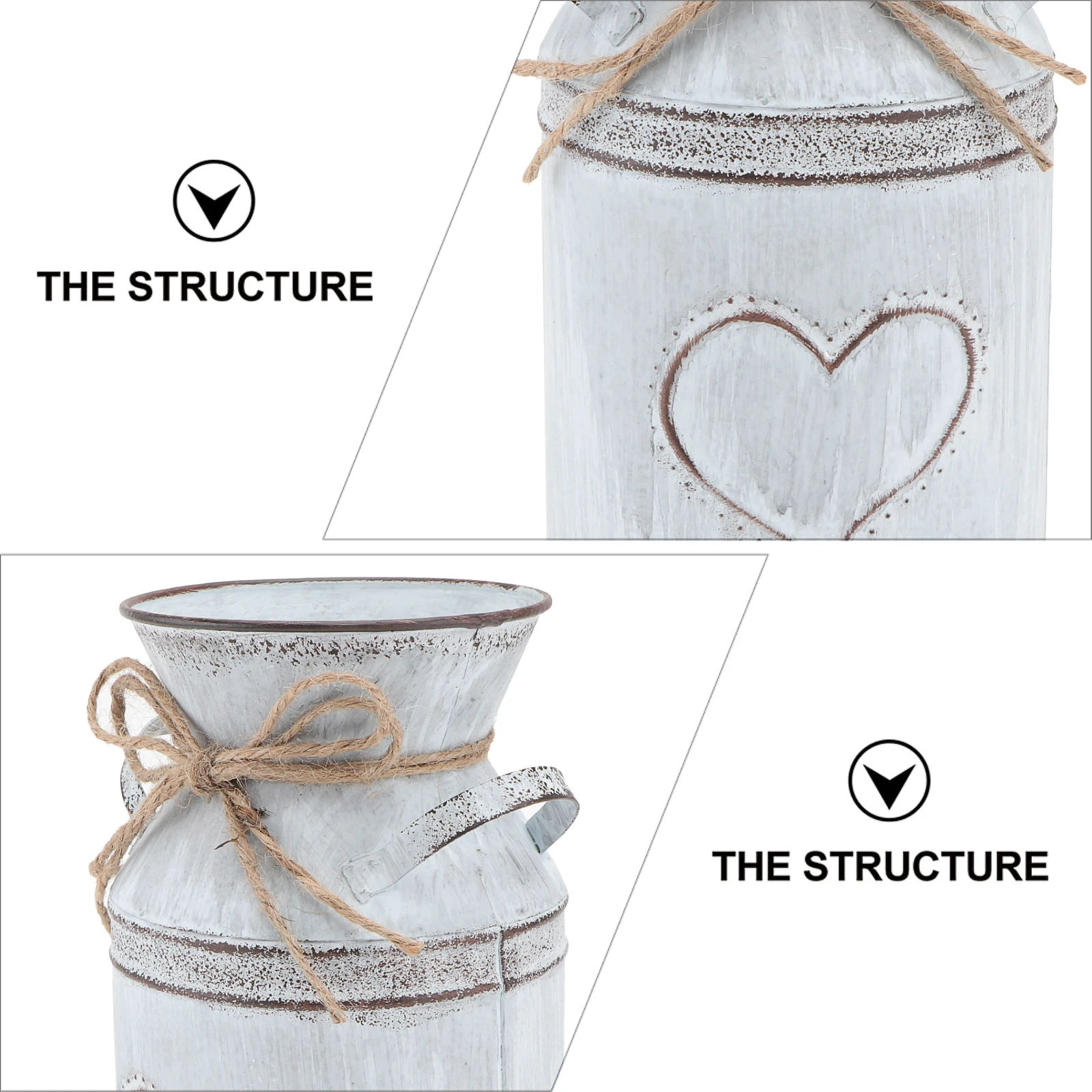 

1pc Heart Shaped Flower Arrangement Vase Metal Plant Pot Home Ornament Rustic Decor Heart Pattern Planter Bottle Garden Storage