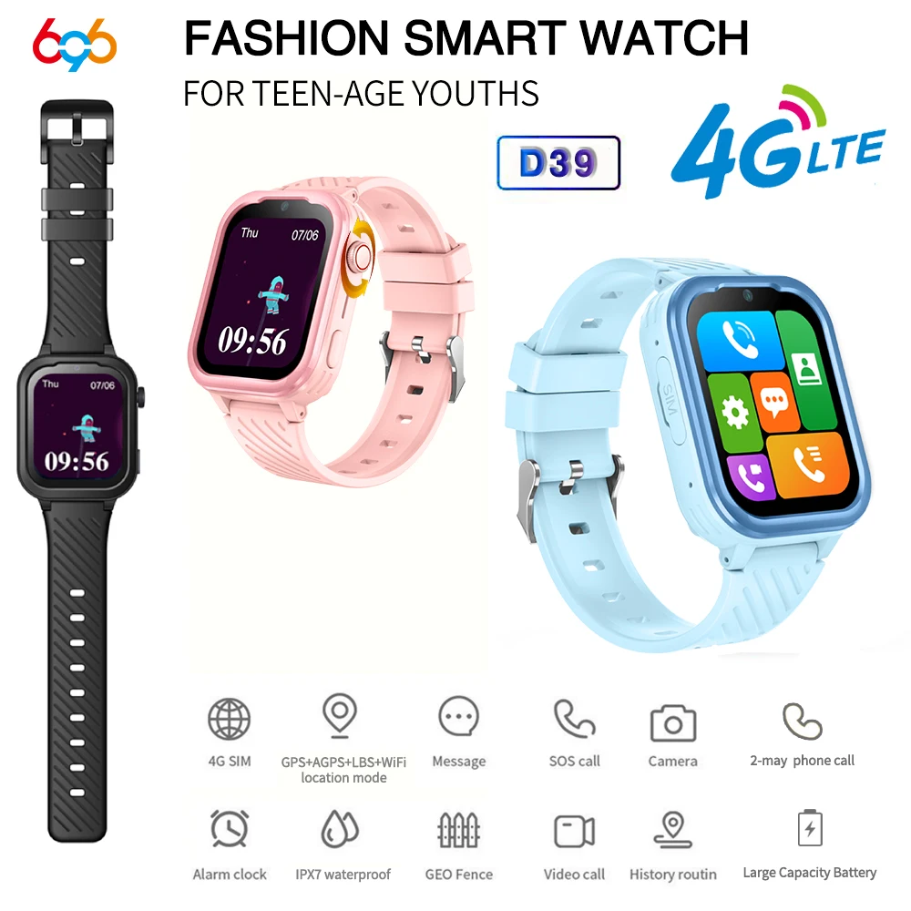 

Children's Smart Watch 4G Card Positioning Student Video Smart Watch Waterproof GPS LBS WIFI Location HD Video Call SOS 710mAh