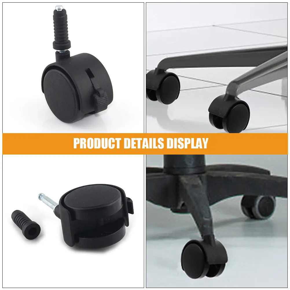 2Pcs Chair Casters Office Furniture Wheels Heavy Duty Plastic Replacement Chair Wheels with Brake Function for Office Home