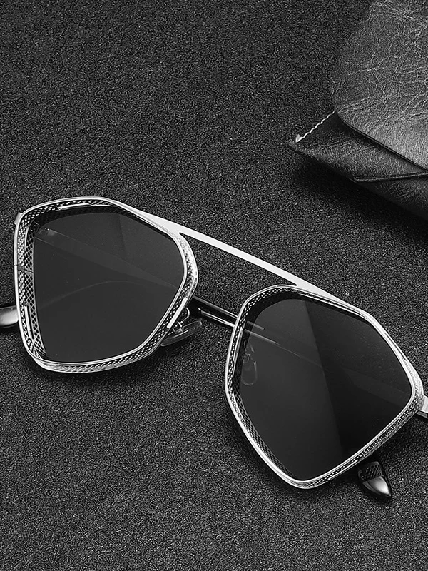 

New Punk Sle Metal Frame Sunglasses St Multiangular UV Protection Faionable Sunscreen Glasses for Men And Women