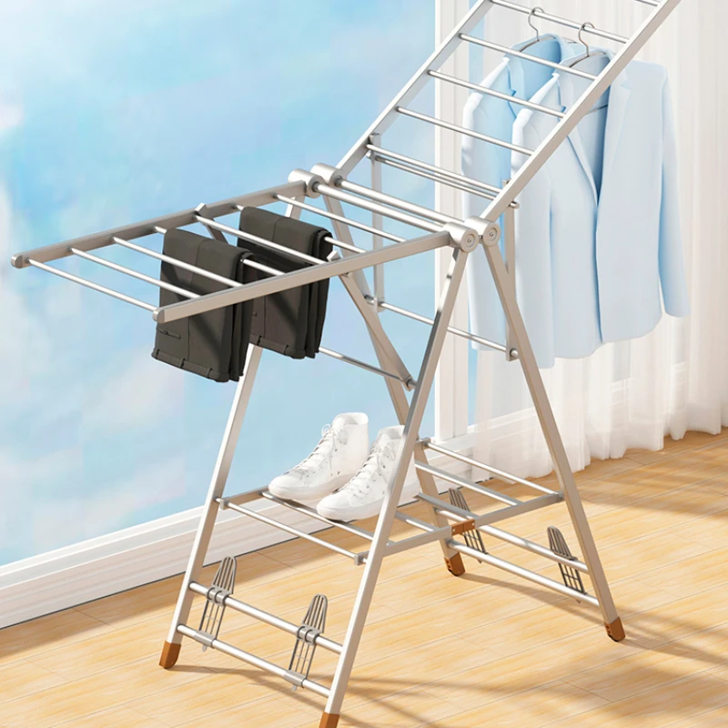 

Baby clothes rack baby special floor folding aluminum alloy home balcony hanging quilt artifact