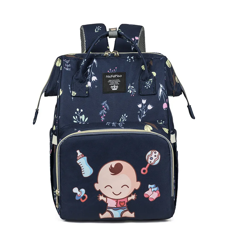 Printed mummy bag multifunctional shoulder fashionable cute mother and baby mother bag handheld nappy bag