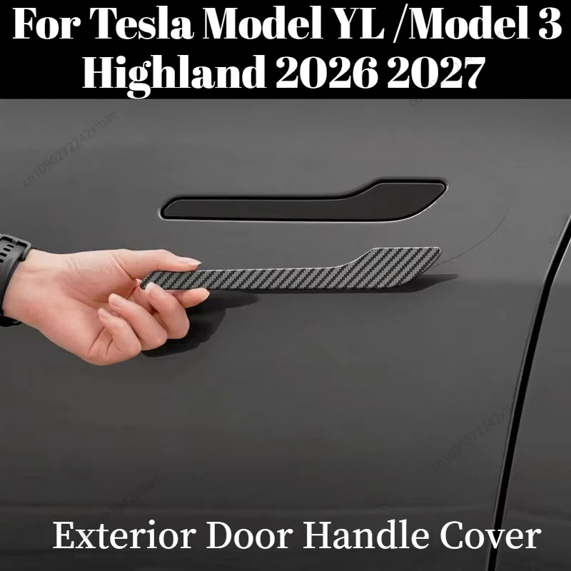 Car Door Pull Doorknob Decoration Carbon Fibre Car Styling Protector Decoration For Tesla Model YL /Model 3 Highland 2026 2027