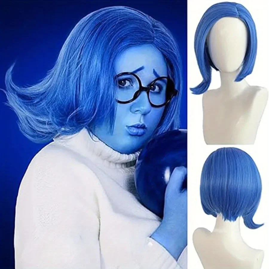 

Anime Cosplay Wigs Halloween Party Costume Synthetic Wigs Inside Out Sadness Blue Hair Holiday Festival Christmas Dress Up Wig