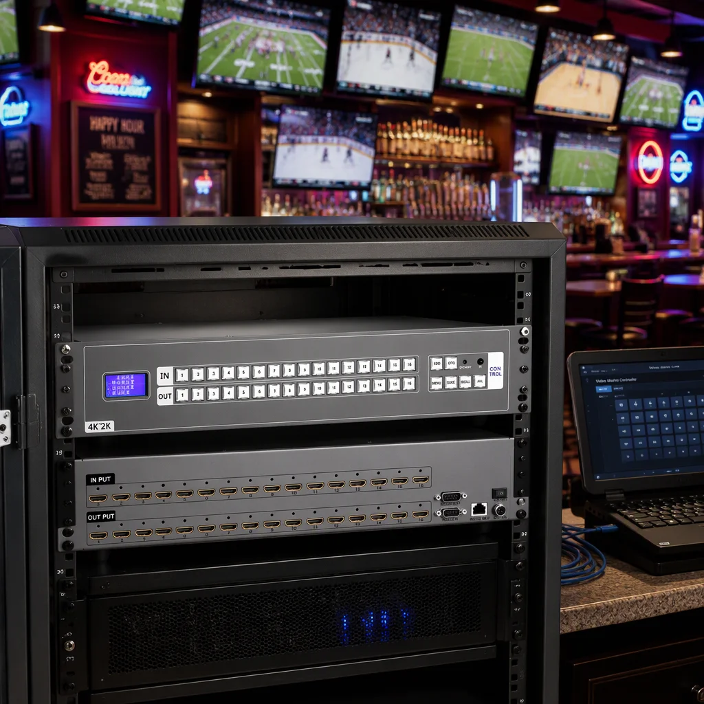 GEHR Integrated Video Matrix 16x16 HDMI2K1616 1080P HDMI Switcher Ethernet Control For Digital Signage Sports Bar