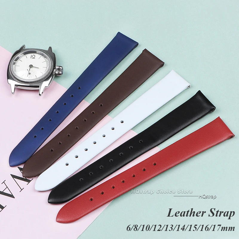 Fashion Genuine Leather Watch Bracelet Women Watchband Wristwatch Mini Band 6mm 8mm 10mm 12mm 13mm 14mm 15mm 16mm 17 Small Strap