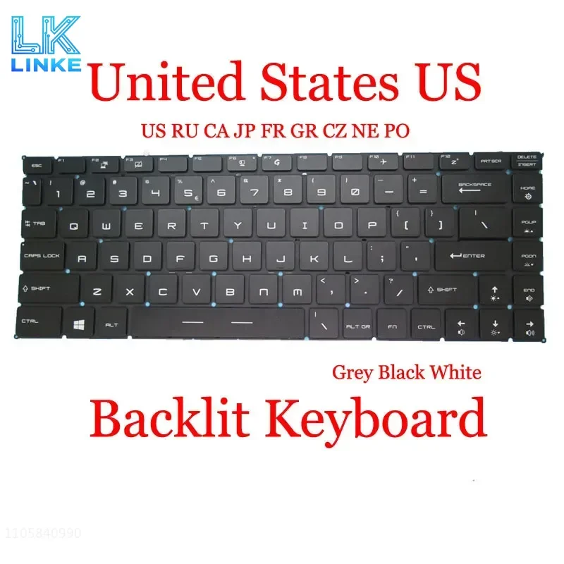 Backlit US RU Keyboard For MSI P65 Creator 8RD RE RF SD 8SE 8SF 9SD 9SE 9SF 9SG Bravo 15 A4DCR A4DDR PS42 Modern 8MO 8RA 8RB 8RC