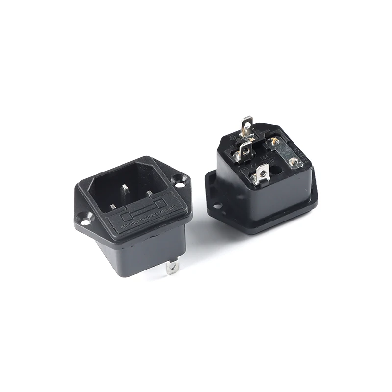 AC-03 3 PIN IEC320 C14 Male Power Cord Inlet AC Power Socket Receptacle Connector With Fuse Holder interface 250V 10A