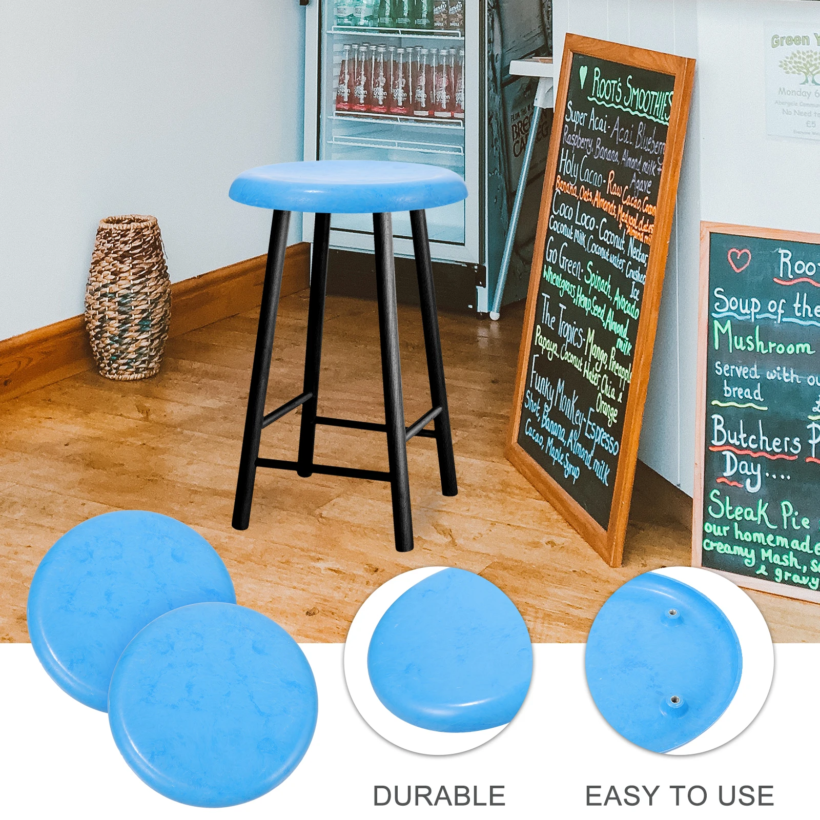 

2 Set Round Stool Plastic Seat Replacement Canteen Bar Chair Smooth Outdoor Furniture Dining Table Stool Accessories