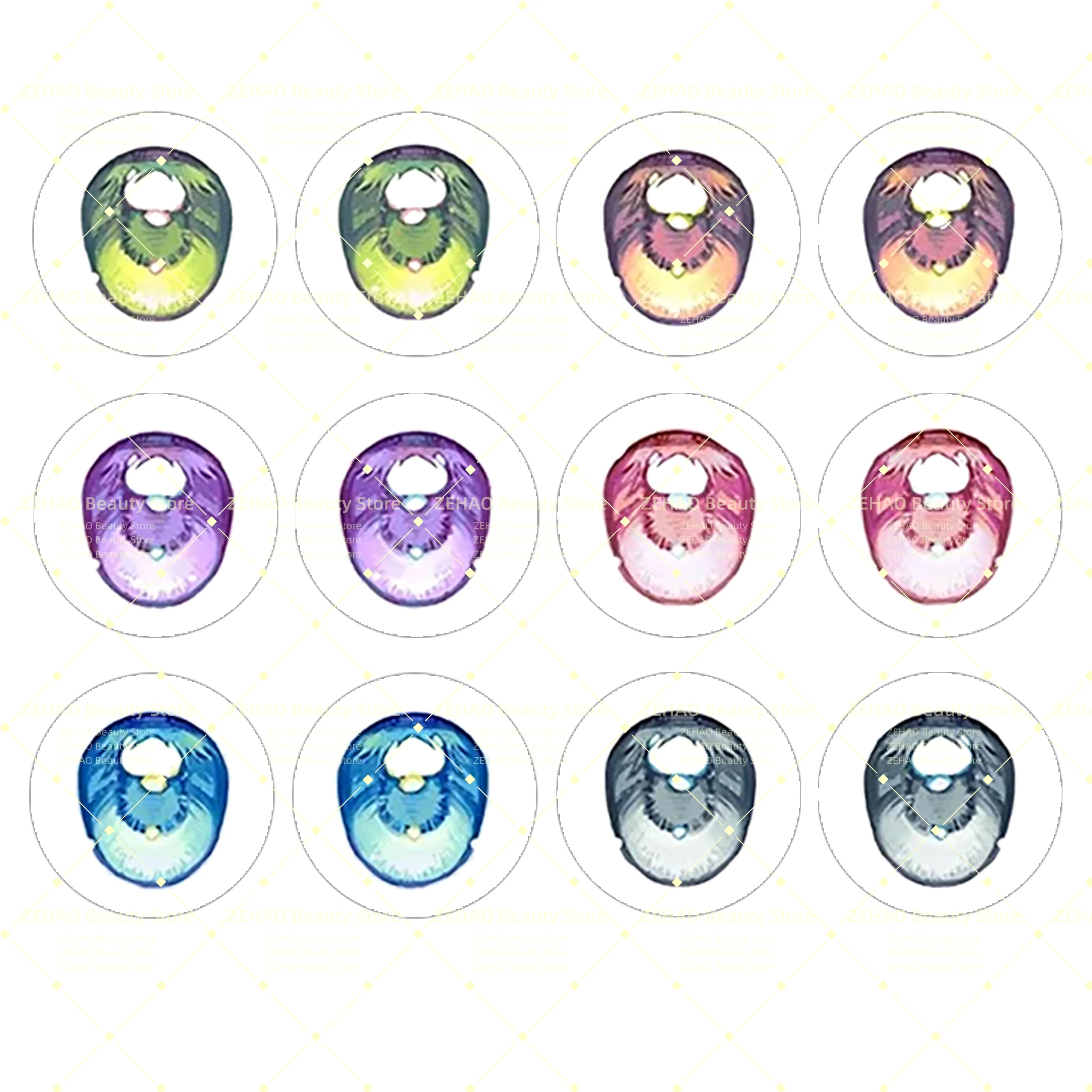 12Pcs Select Size 10MM-40MM Glass Cabochon Gemstone Watercolor Gradient Style Decorative Accessories DIY Doll Accessories JD026