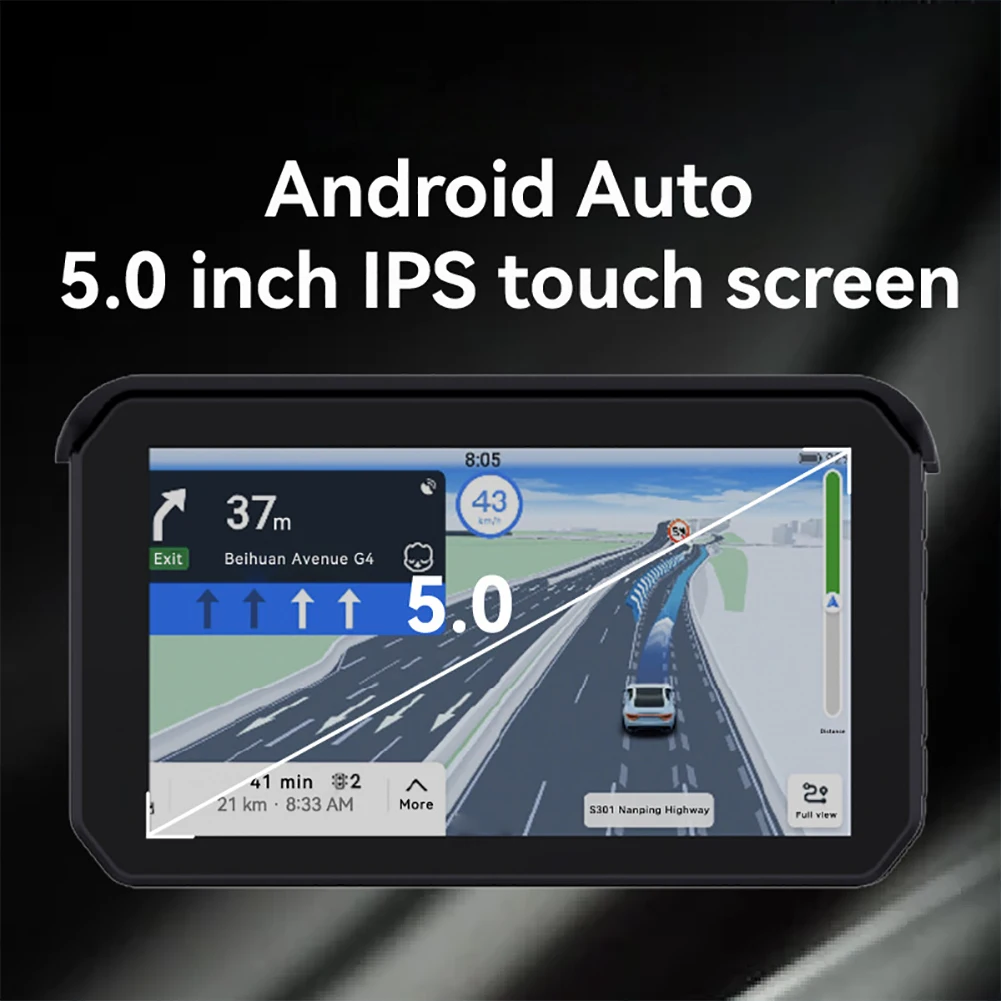 5 Inch Motorcycle Navigation Waterproof Motorcycle GPS Navigation Wireless Carplay Android Auto DVR Drive Recorder Moto Monitor