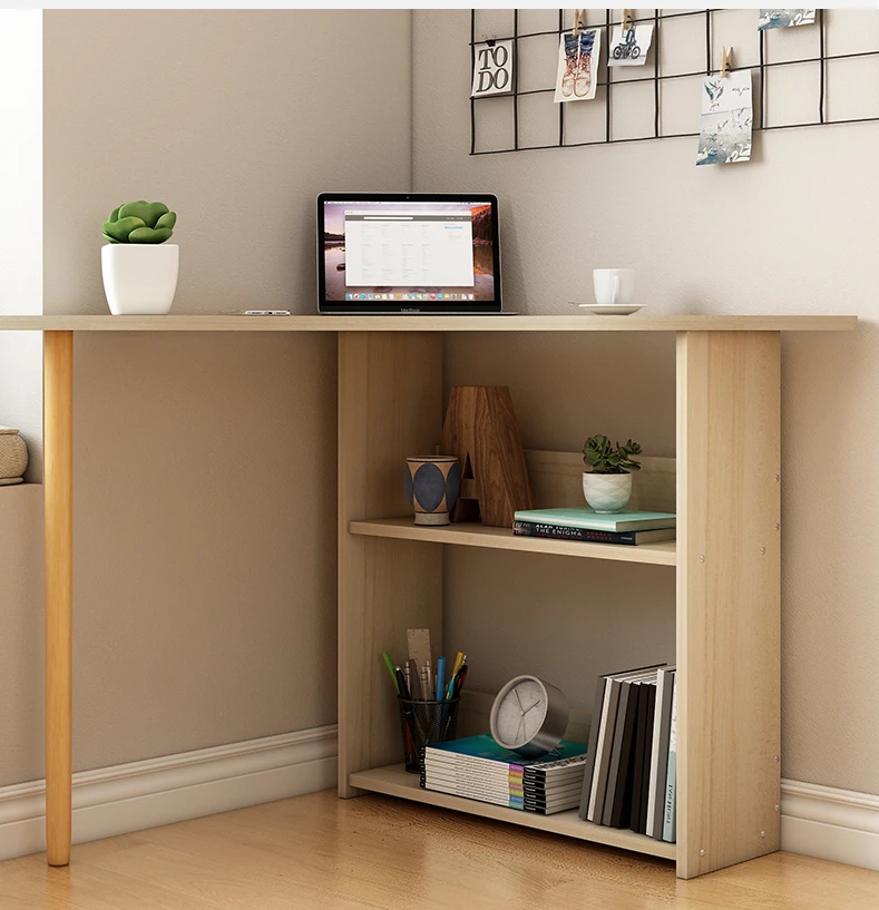 Corner desk, bookshelf, integrated bookshelf, student learning to write, bedroom, corner computer desk