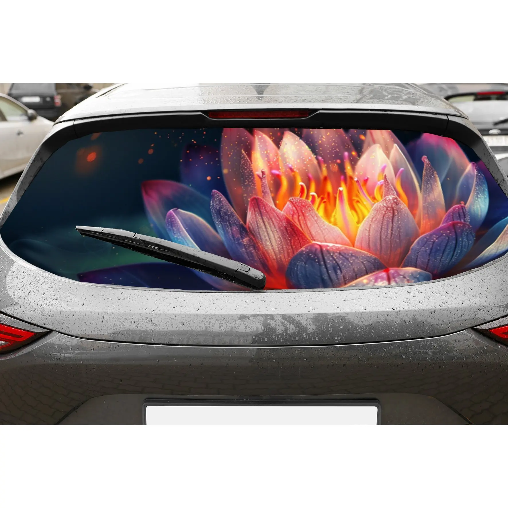 

Poetic Lotus PVC Perforated Car Vinyl Wraps, Privacy Enhancing Design for Rear Window, Car Rear Windshield Sticker for Most Truc