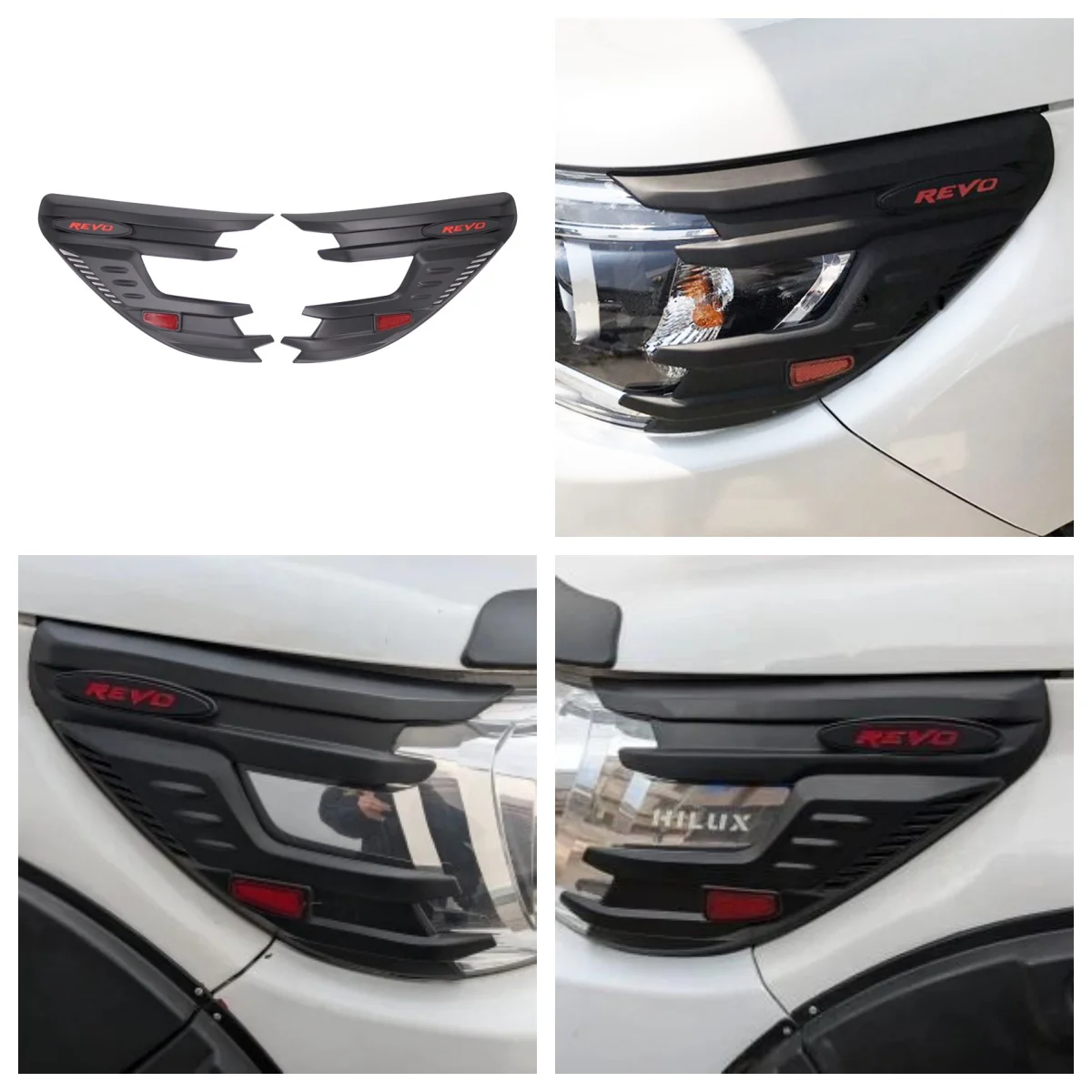 

For Toyota Hilux Headlight Decoration Lamp Hoods Head Light Cover Hilux REVO 2015-2021 ABS Body Parts Auto Accessories