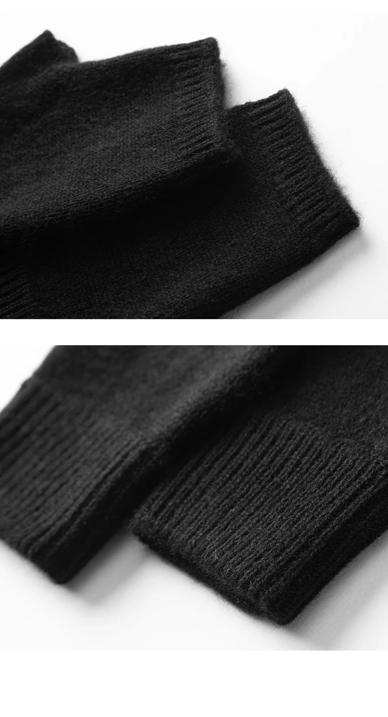 2024 Winter Damen 100 % Kaschmir Handschuhe 15 cm gestrickte fingerlose Handschuhe Y2k Thermohandschuhe Halbfinger verlängern Fäustlinge Armstulpen – Detail 18